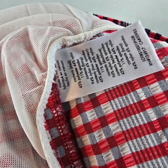 Onia Swim Trunks Mens XL Red Blue Check Swimwear Mesh Lined Hybrid Quick Dry - Picture 8 of 9